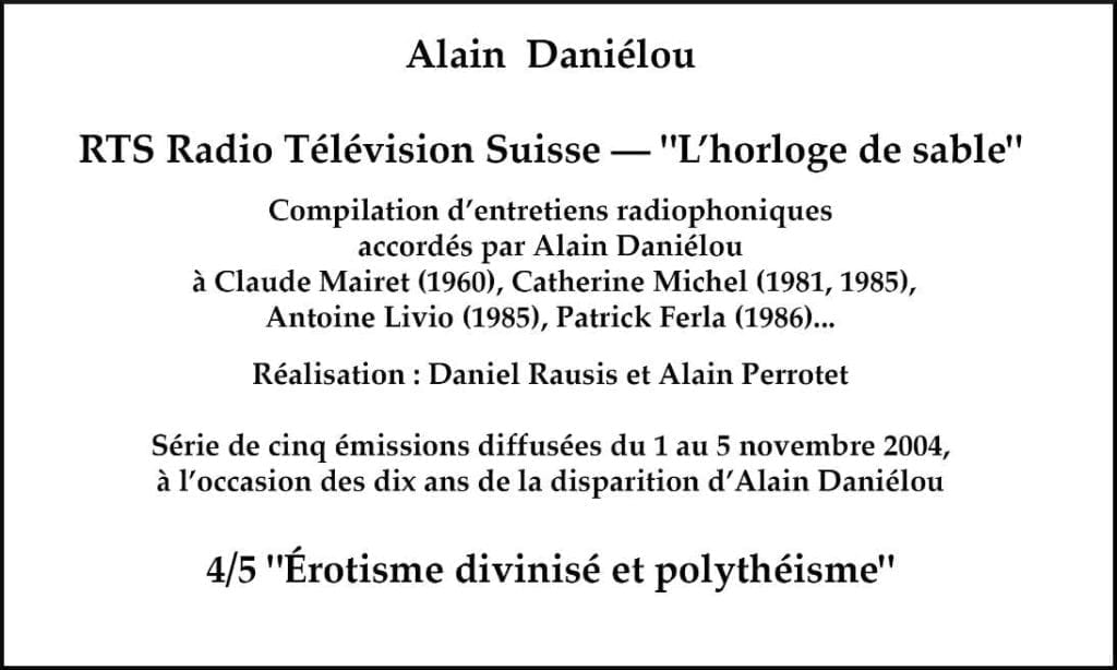 Alain Daniélou – “L’horloge de sable”